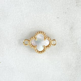 Clover Charm White Mother of Pearl 0.9gr / 1/2 in / National Special 18K Yellow Gold *