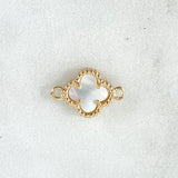 Herraje Trebol Nacar Blanco 0.85 g / 1/2 in Oro Amarillo 18K