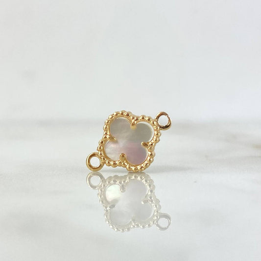 Clover Charm White Mother of Pearl 0.95gr / 1/2 in / Yellow Gold Nac.Esp. 18K ©