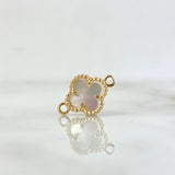 Herraje Trebol Nacar Blanco 0.8 g / 1/2 in Oro Amarillo 18K