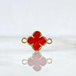 Charm Trébol VCyA 0.6gr / 1.5cm / Red Amber Polished Yellow Gold