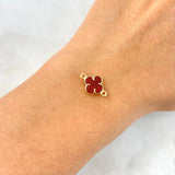 Charm Trébol VCyA 0.65gr / 1.5cm / Red Amber Polished Yellow Gold