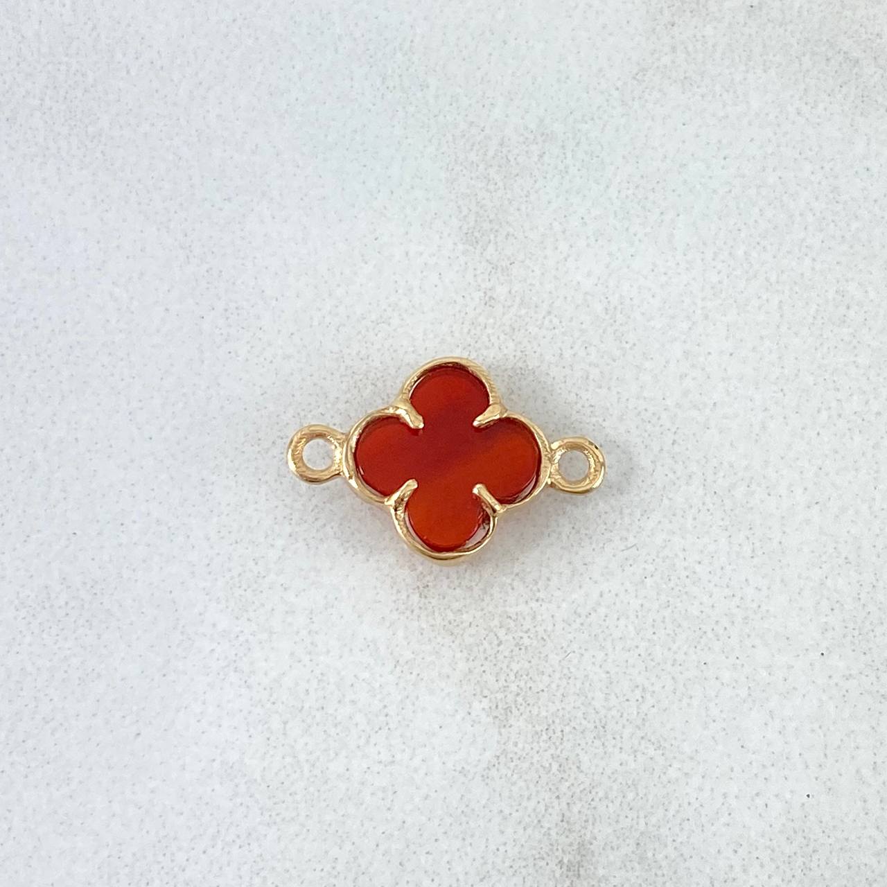 Charm Trébol VCyA 0.65gr / 1.4cm / Red Amber Polished Yellow Gold *