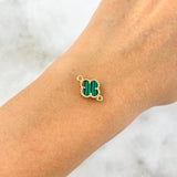 Clover Charm Green Malachite 1.05gr / 1/2 in / Yellow Gold Nac.Esp. 18K ©