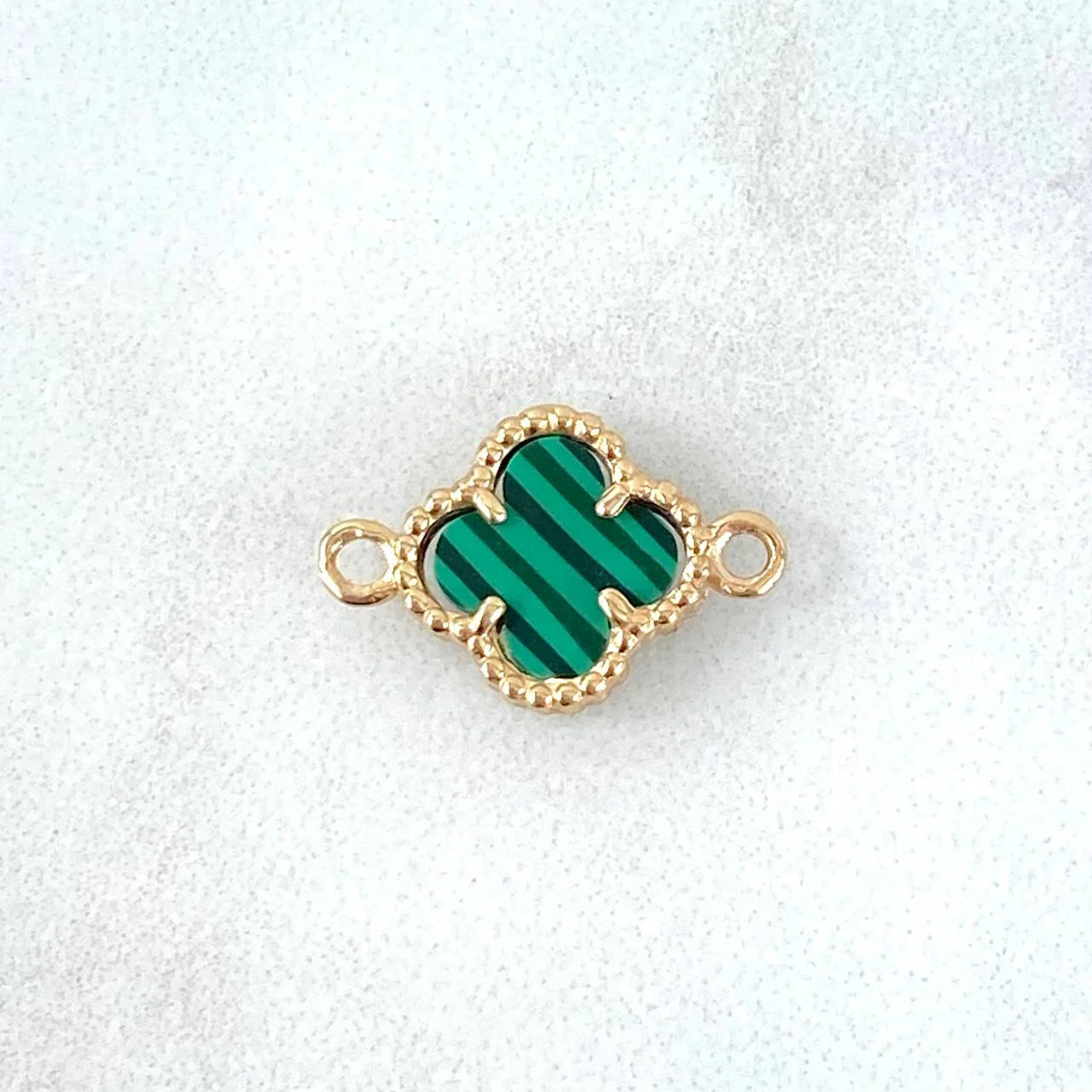 Herraje Trebol Malaquita Verde 0.7 g / 1/2 in Oro Amarillo 18K