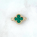 Herraje Trebol Malaquita Verde 0.7 g / 1/2 in Oro Amarillo 18K