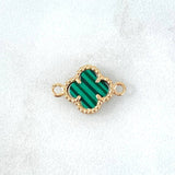 Charm Trébol VCyA 1.15gr / 1.5cm / Spotted Green Malachite Yellow Gold *
