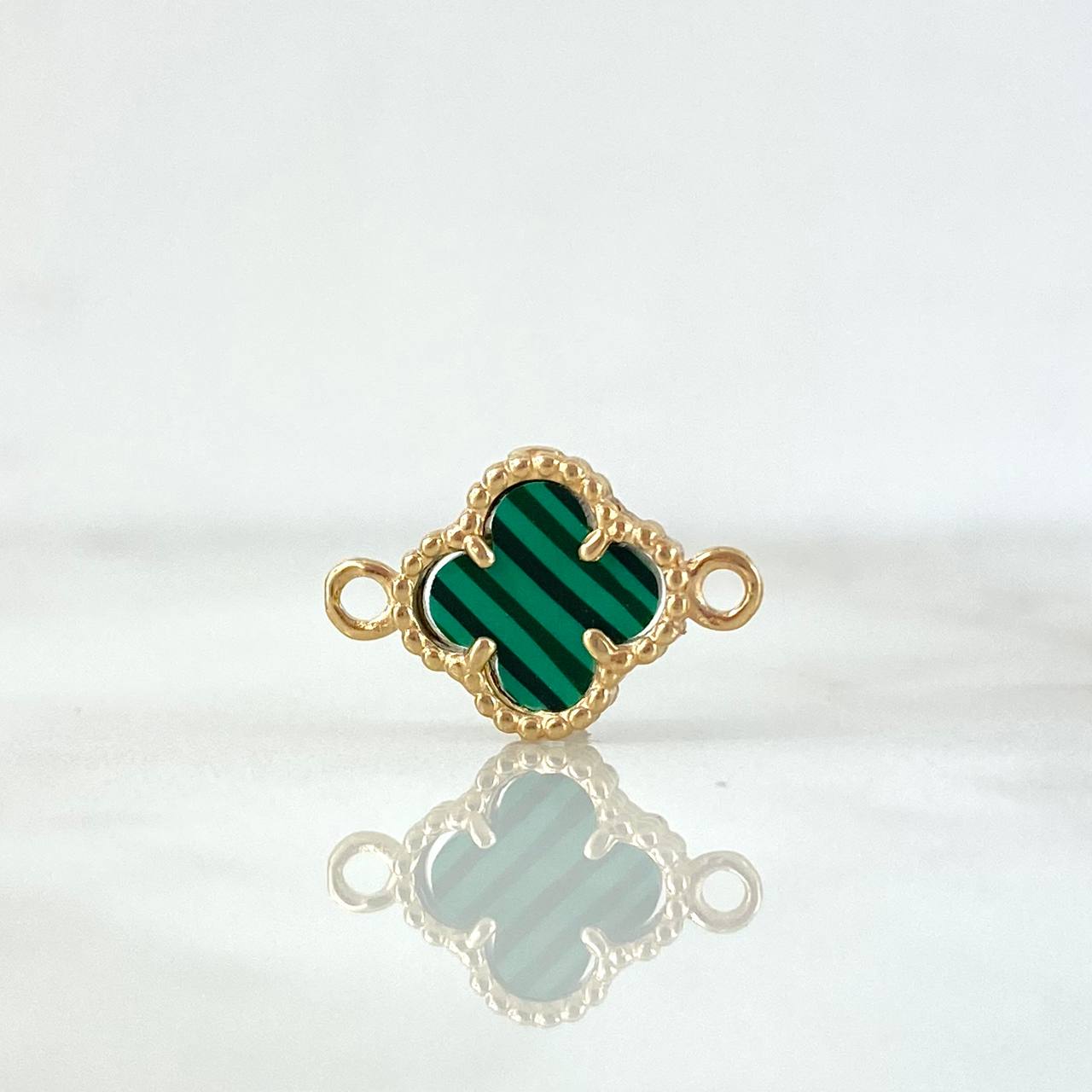 Charm Trébol VCyA 1.15gr / 1.5cm / Spotted Green Malachite Yellow Gold *