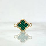 Herraje Trebol Malaquita Verde 0.7 g / 1/2 in Oro Amarillo 18K