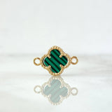 Clover Charm Green Malachite 1.05gr / 1/2 in / Yellow Gold Nac.Esp. 18K ©