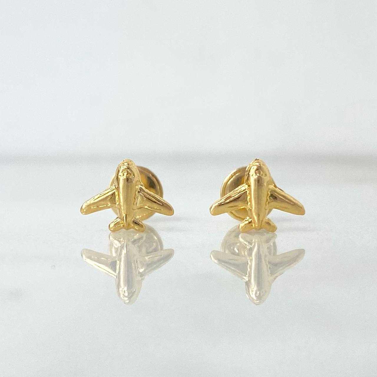 Stud Earrings Airplane 0.6gr / 18K Yellow Gold ©