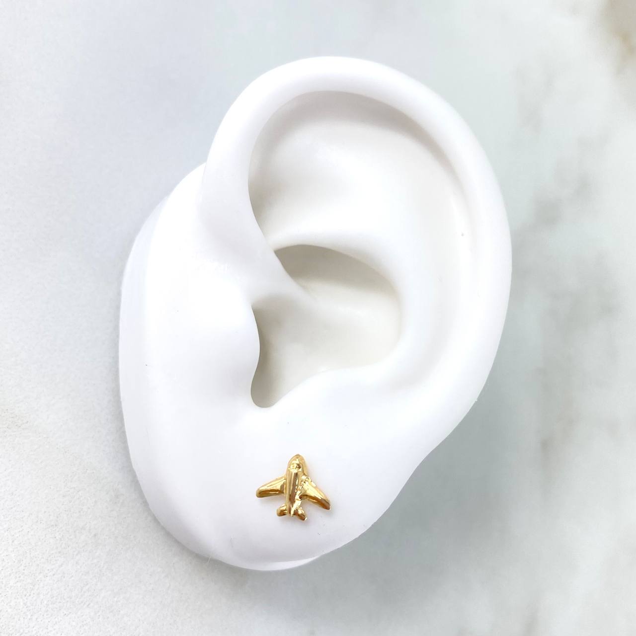 Stud Earrings Airplane 0.6gr / 18K Yellow Gold ©