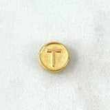Charm Letter T 0.25gr / 1/4in / Double-Sided Drum Yellow Gold