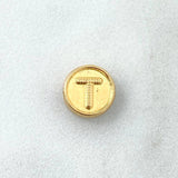 Charm Letter T 0.25gr / 1/4in / Double-Sided Drum Yellow Gold
