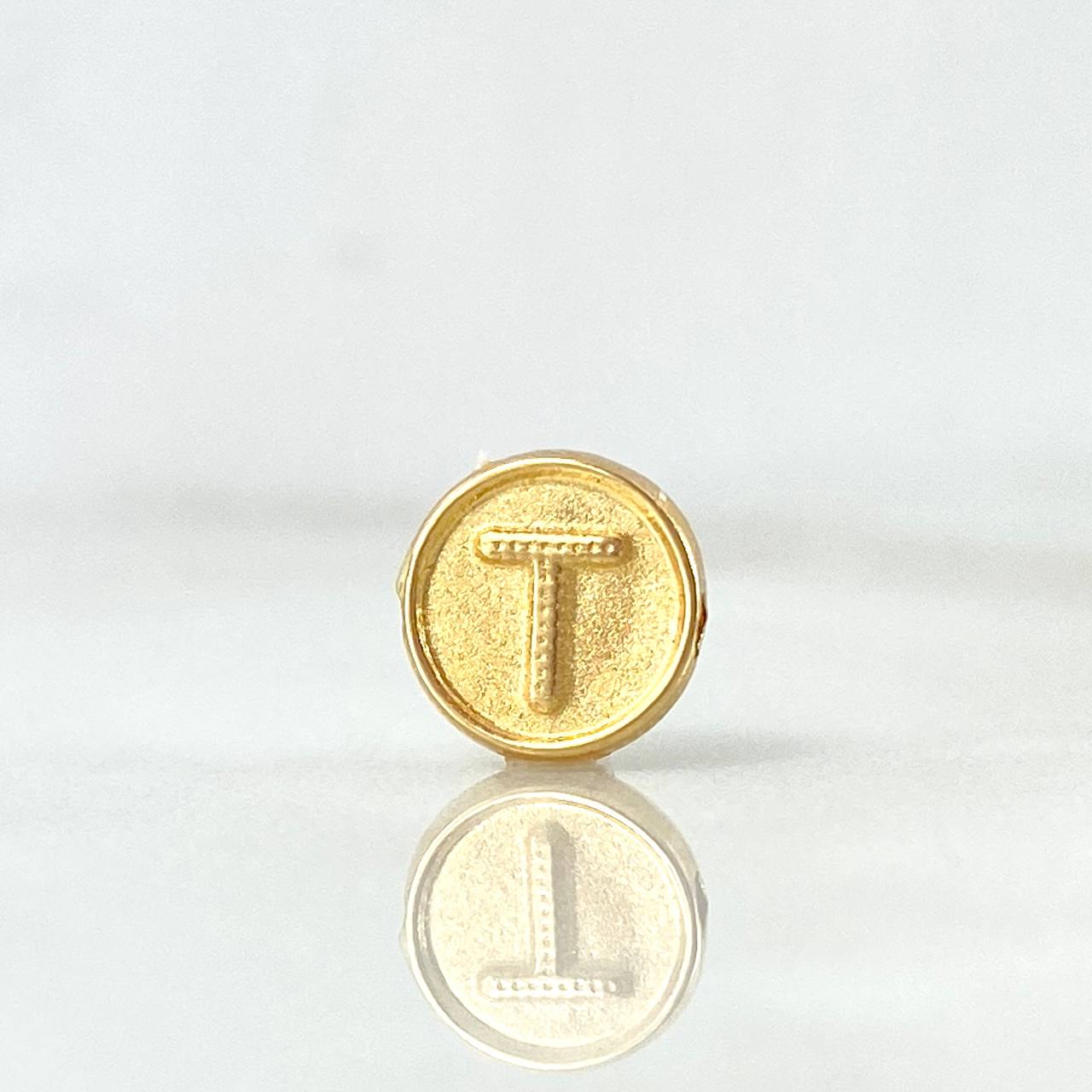 Charm Letter T 0.25gr / 1/4in / Double-Sided Drum Yellow Gold