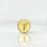 Charm Letter T 0.25gr / 1/4in / Double-Sided Drum Yellow Gold