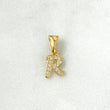 Pendant Letter R Silhouette 0.65gr / 1.5cm / White Zircons 18K Yellow Gold