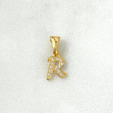 Pendant Letter R Silhouette 0.75gr / 1.5cm / White Zircons 18K Yellow Gold