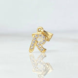 Pendant Letter R Silhouette 0.65gr / 1.5cm / White Zircons 18K Yellow Gold