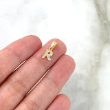 Pendant Letter R Silhouette 0.75gr / 1.5cm / White Zircons 18K Yellow Gold