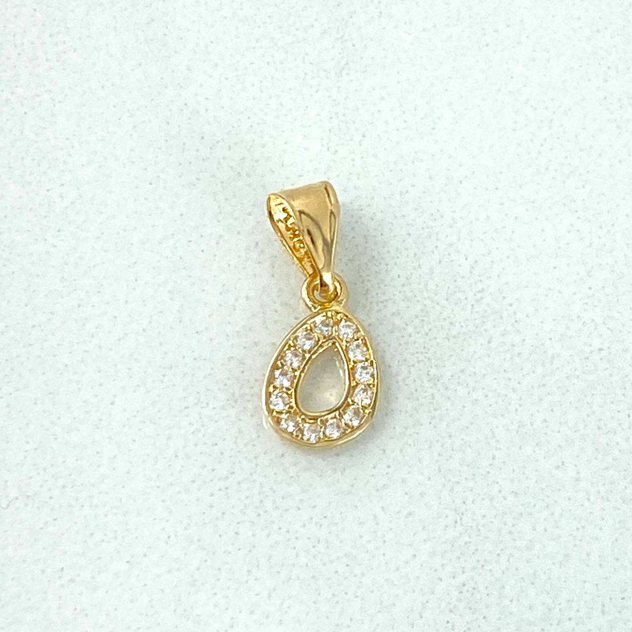 Pendant Letter O Silhouette 0.35gr / 1.3cm / White Zircons Yellow Gold