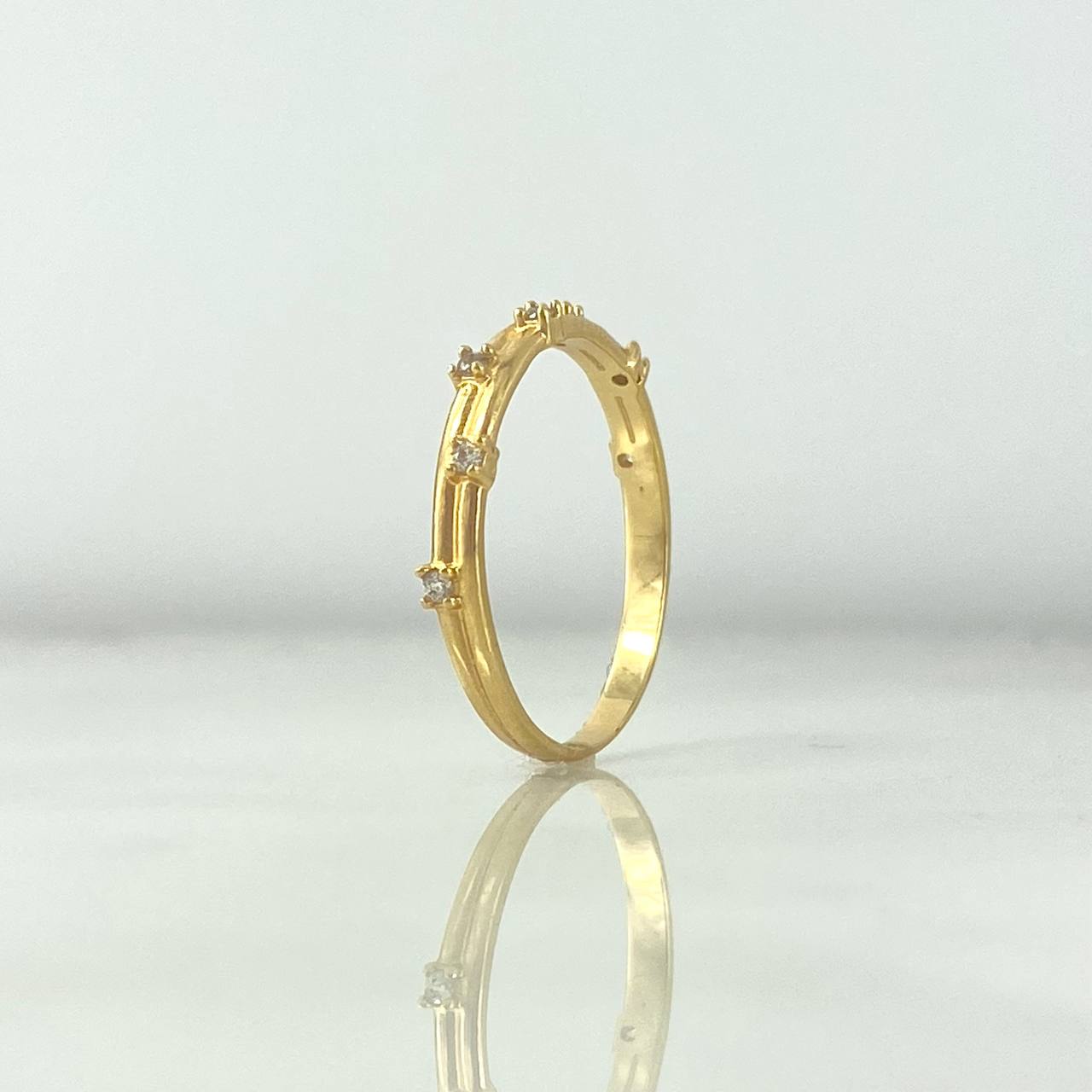 Crown of Thorns Ring 1.55gr T6 3/4 White Zircons Yellow Gold