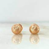 Stud Earrings Bead 8mm 1.15gr / Diamond Cut Rose Gold