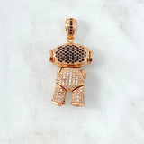 Pendant Articulated Astronaut 10.5gr / 3.8cm / White Black Zircons Rose Gold ©