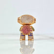 Pendant Articulated Astronaut 9.4gr / 2.5cm / White, Fuchsia, Blue, Green Zircons Rose Gold