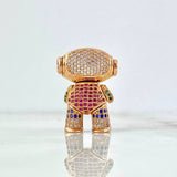 Pendant Articulated Astronaut 9.4gr / 2.5cm / White, Fuchsia, Blue, Green Zircons Rose Gold