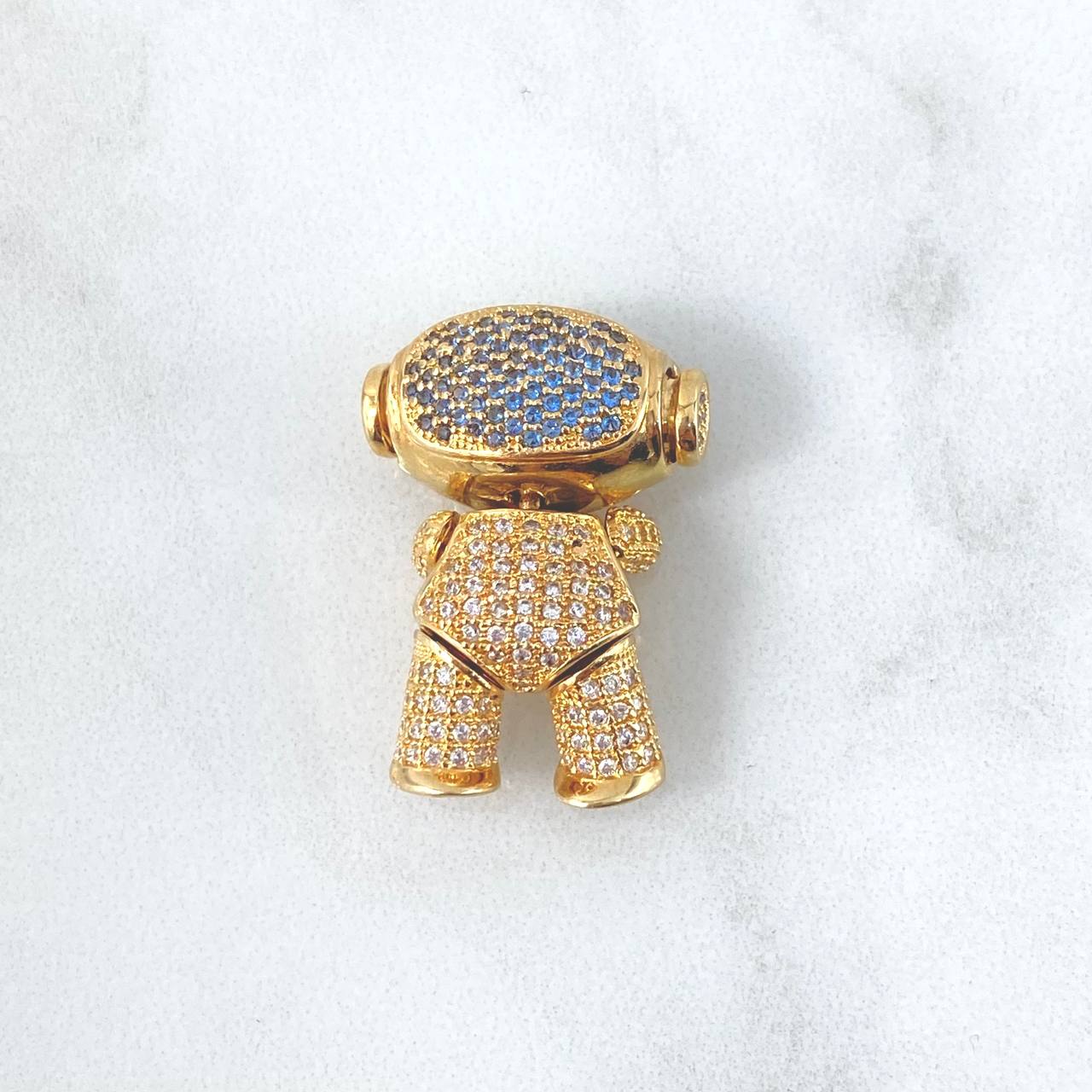 Dije Astronauta Articulado 10gr / 2.5cm / Circones Blancos Celestes Oro Amarillo