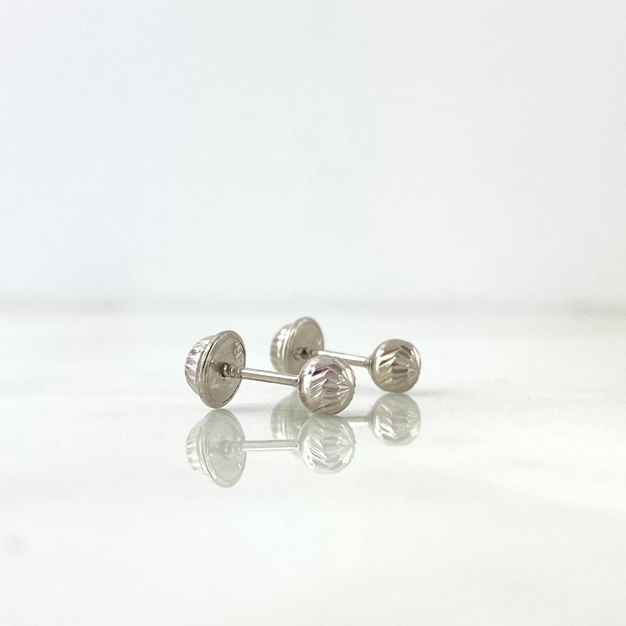 Stud Earrings Bead 4mm 0.55gr / Diamond Cut White Gold ©