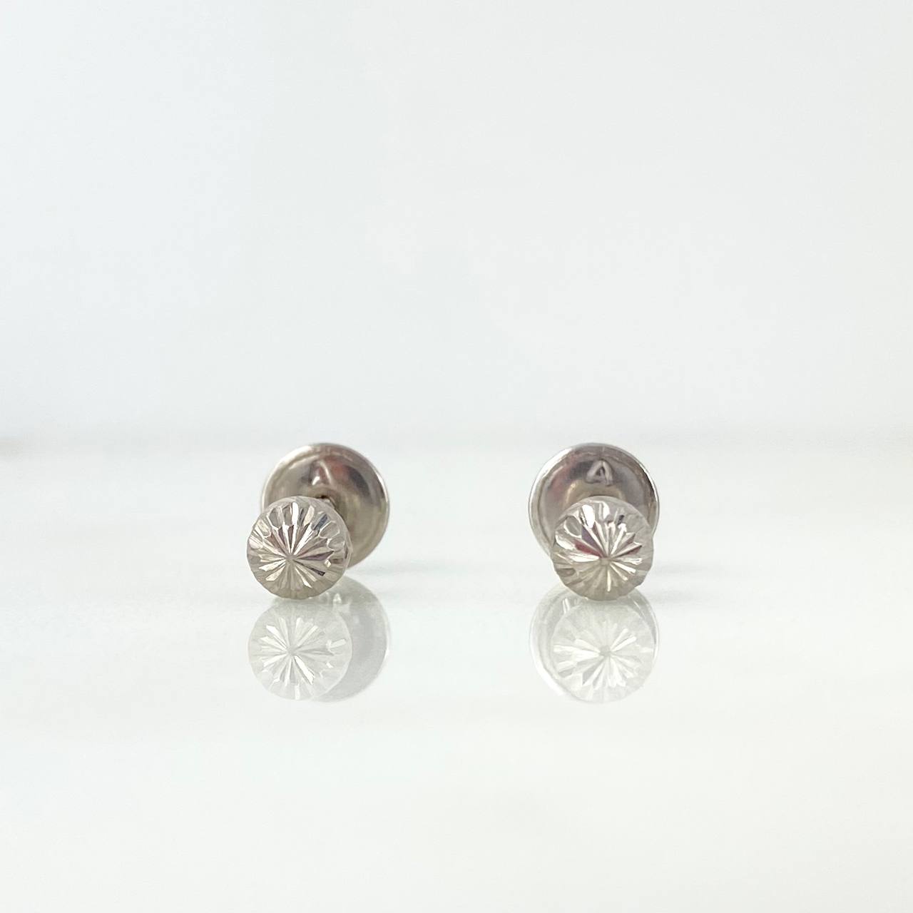 Stud Earrings Bead 0.5gr / 4mm Diamond Cut White Gold 18K ©
