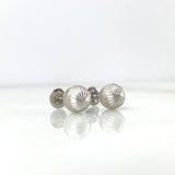 Stud Earrings Bead 0.95gr / 7mm Diamond Cut 18K White Gold ©