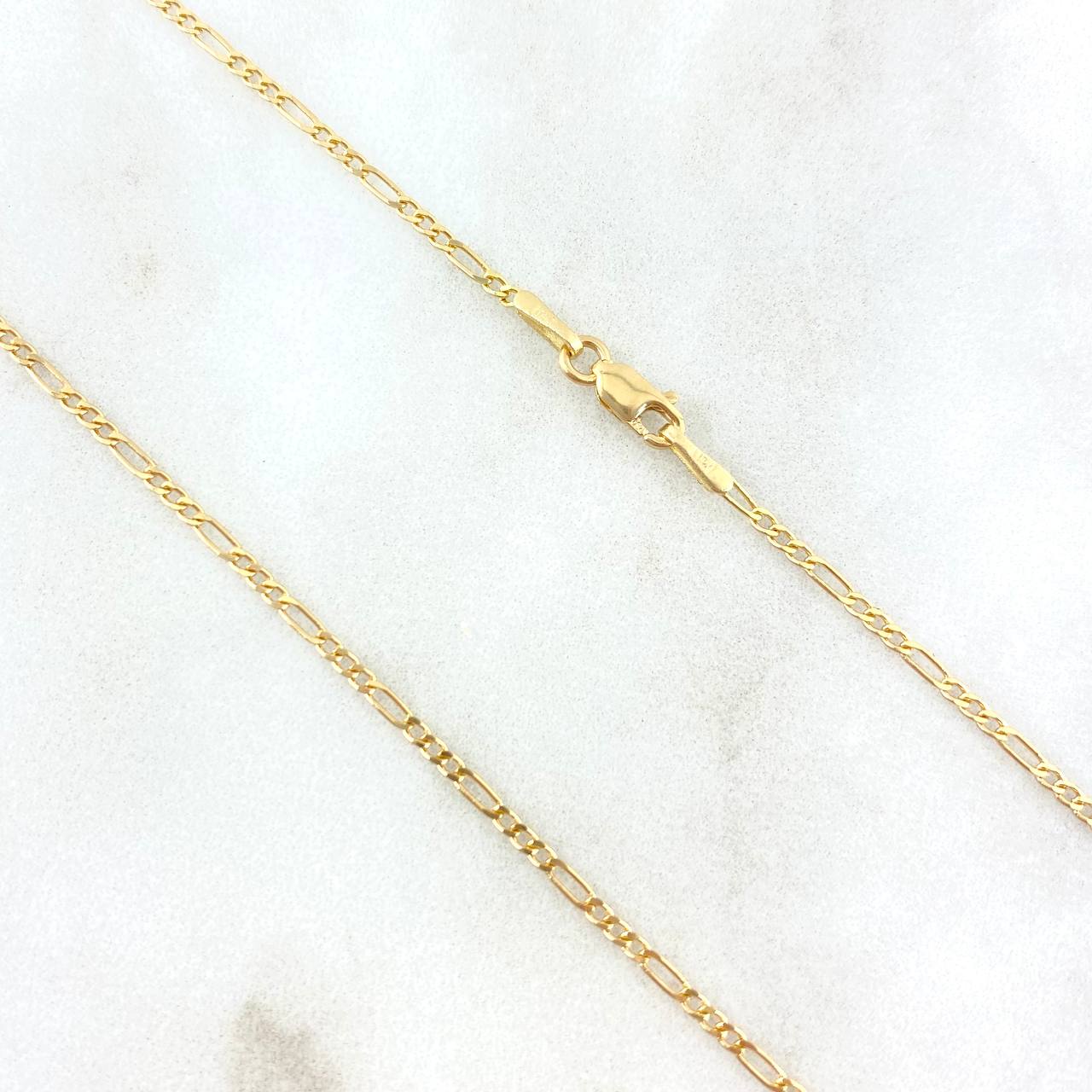 Figaro Chain 2.4gr / 40cm / 1.4mm Yellow Gold +1