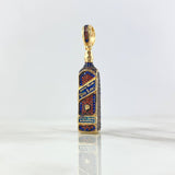 Pendant Blue Label Bottle 12.35gr / 5cm / Blue - Orange Zircons Yellow Gold (Offer) ©
