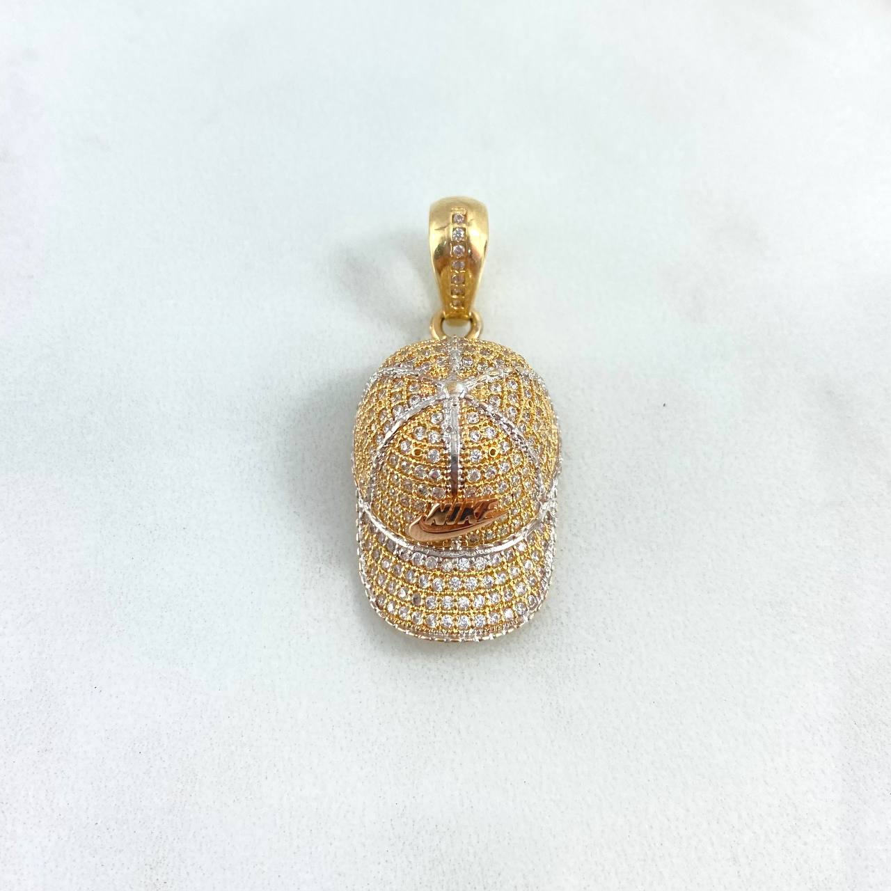 Pendant Cap Cool 7.8gr / 3.8cm / White Zircons Three Golds ©