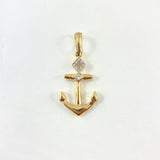 Pendant Anchor 2.9gr / 3.5cm / White Zircons Yellow Gold ©