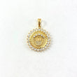 Pendant Crown Medal 7.8gr / 3.6cm / Diamond Cut White Zircons Yellow Gold *
