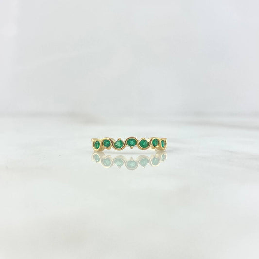 Slalom Ring 1.6gr / Size 7 3/4 / Emeralds 17pts Yellow Gold (Jewel)
