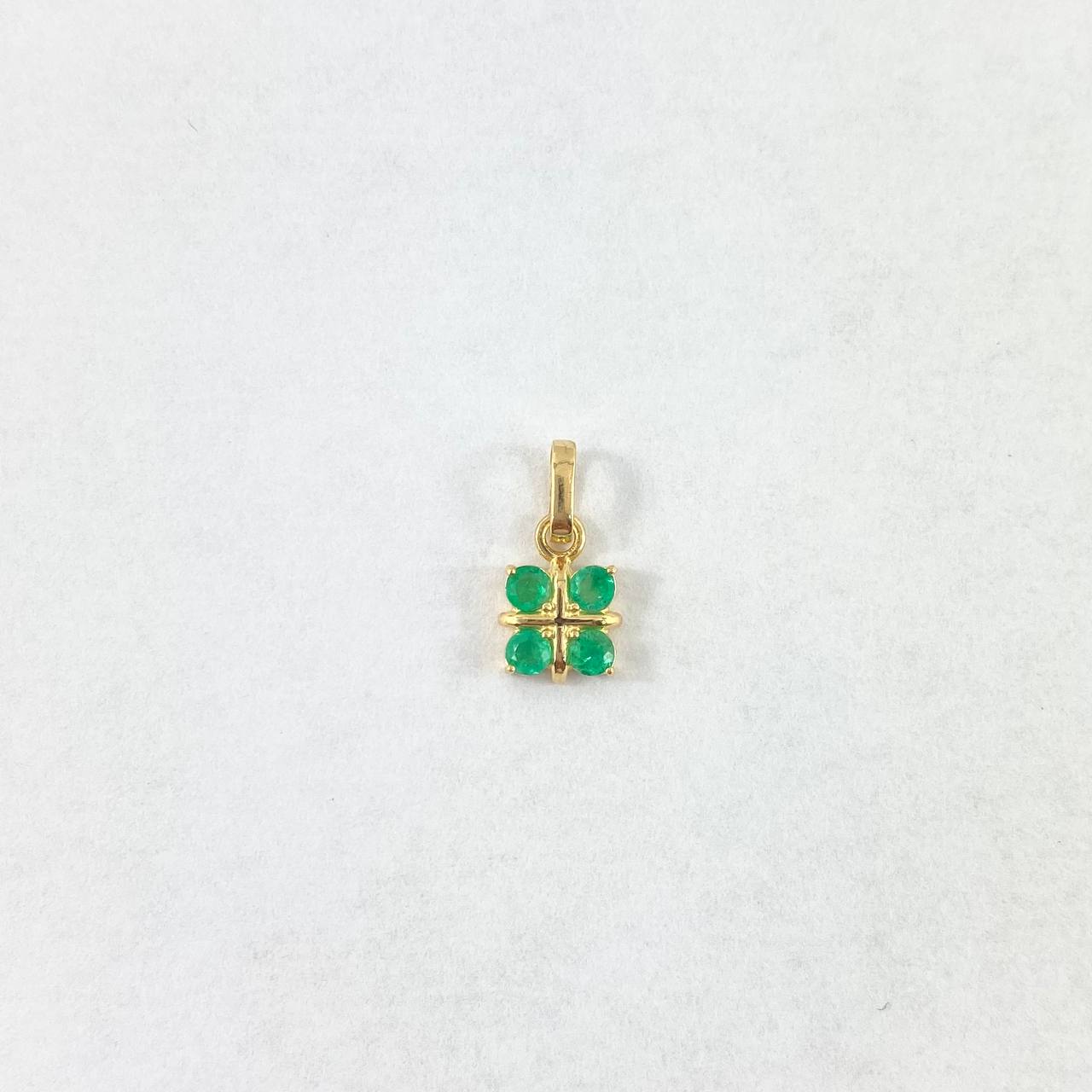 Pendant Flower Gift 1.15gr / 1.5cm / Emeralds 35pts Yellow Gold (Jewel) *