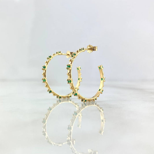 Candongas Puntos Segmentados 3.65gr / 2.5cm / Esmeraldas 66pts Oro Amarillo (Joya) ©