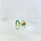 Stud Earrings Heart Silhouette 1.15gr / 0.9cm / Half Emeralds 20pts Lobster Claw Yellow Gold Butterfly (Jewel)
