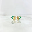 Stud Earrings Heart Silhouette 1.15gr / 0.9cm / Half Emeralds 20pts Lobster Claw Yellow Gold Butterfly (Jewel)