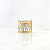 Family Ring 7.9gr / Size 7 1/2 / White and Fuchsia Zircons Three Golds