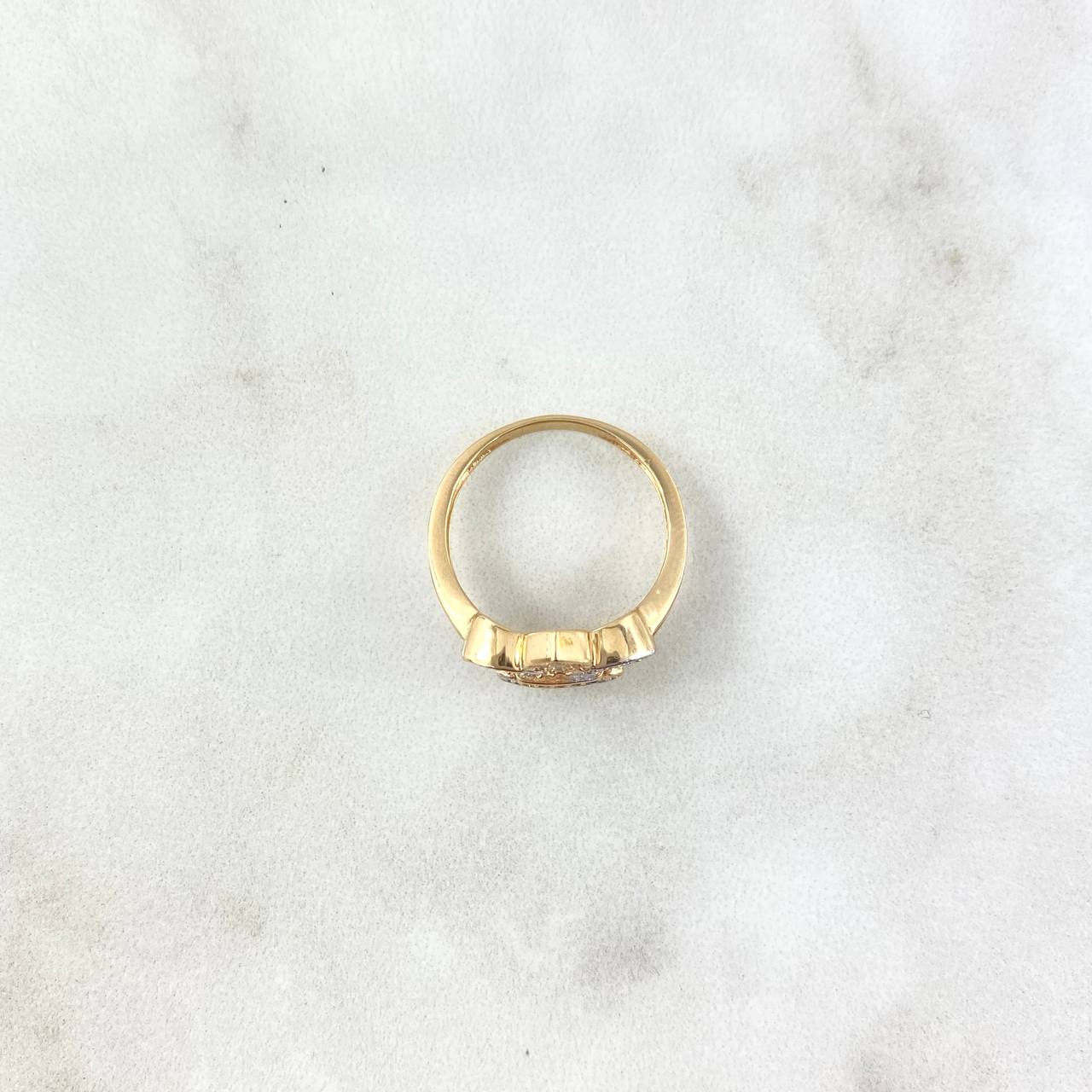 Fleur-de-Lis Ring 3.35gr / Size 6 1/4 / White Zircons - Multicolored Two-tone Yellow and White Gold ©