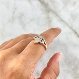 Fleur-de-Lis Ring 3.35gr / Size 6 1/4 / White Zircons - Multicolored Two-tone Yellow and White Gold ©