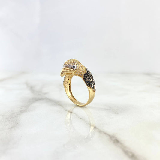 Eagle Ring 7.7gr / T10 / White - Black Zircons Two Yellow White Golds ©