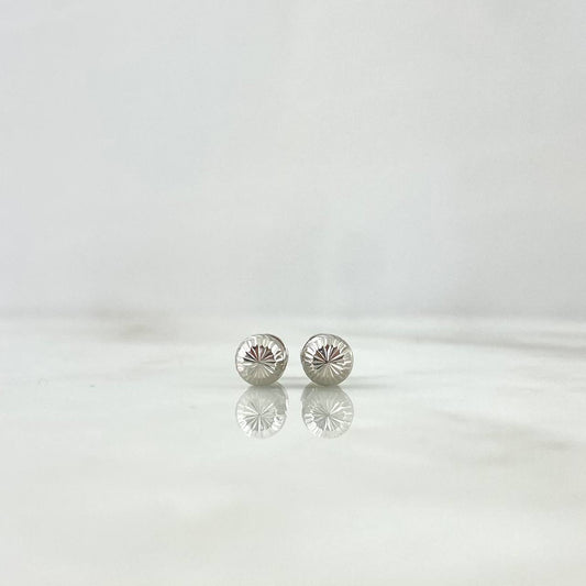 Stud Earrings Bead 6mm 0.75gr / Diamond Cut White Gold