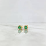 Stud Earrings Hoop 1.6gr / 0.05cm / Emerald 70 pts Yellow Gold (Jewel) ©